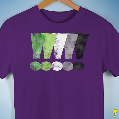 Distressed Aromantic Pride Exclamation Points Premium Unisex T-Shirt - Purple